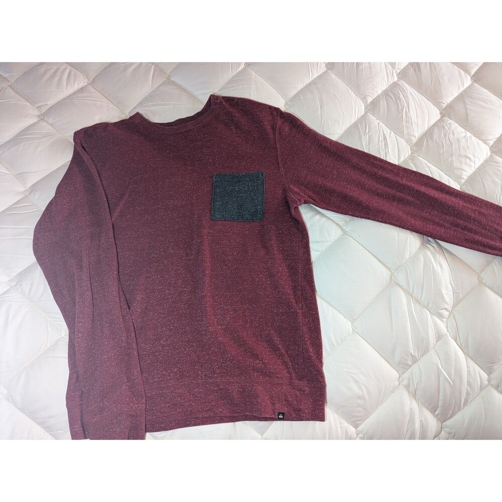 Quiksilver Men's Medium Marled Burgundy Pullover Sweatshirt Long Sleeve Pocket